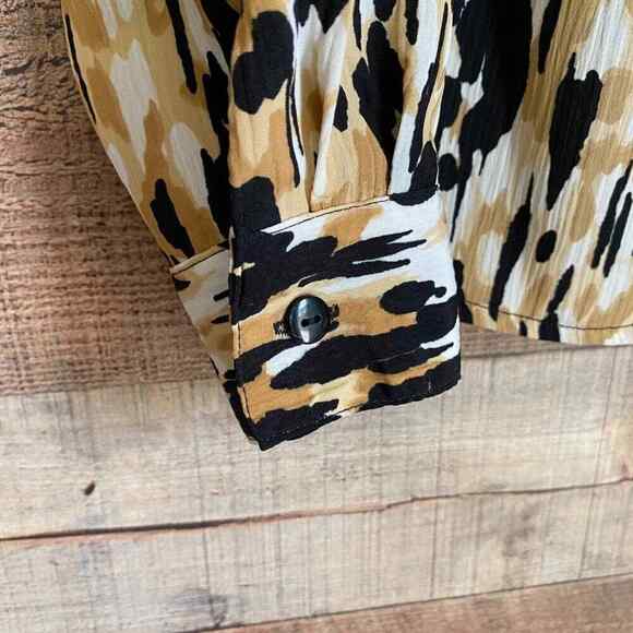 Vintage 90s Elementz Animal Print Button Up Top Collared Long Sleeve Women's PS - Picture 4 of 8